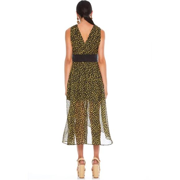 La Maison Talulah Halo Midi Dress Womens Medium Floral V Neck High Low Ditsy - Picture 3 of 16